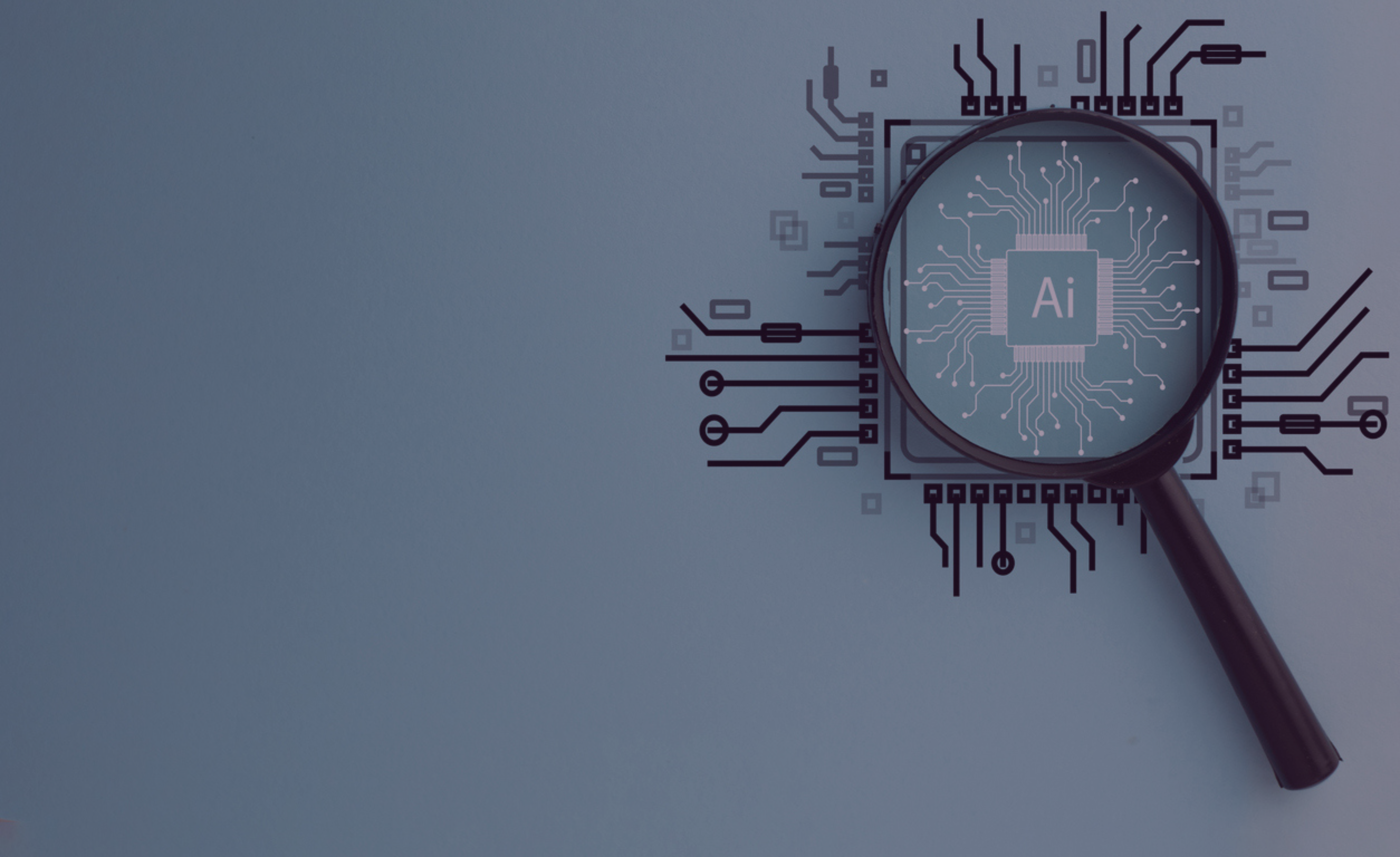 Image showing the word 'AI' in a magnifying glass