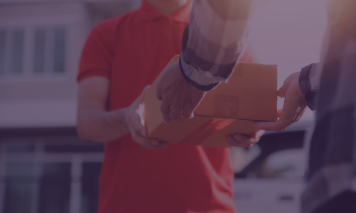 Image showing person handing over delivery parcel to customer