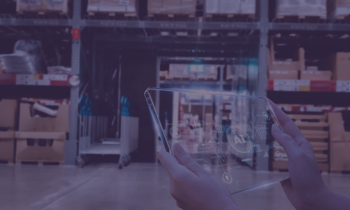 Image showing AI on a device in front of delivery boxes