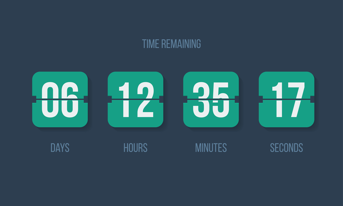 A digital countdown timer with the time remaining