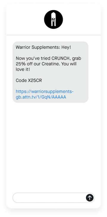 New retention beyond email - Personalised SMS message online retail 