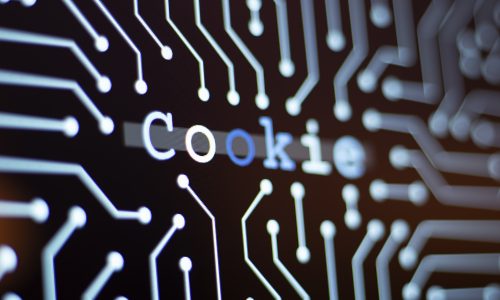 Technology Background and Circuit Board With Cookie Message.