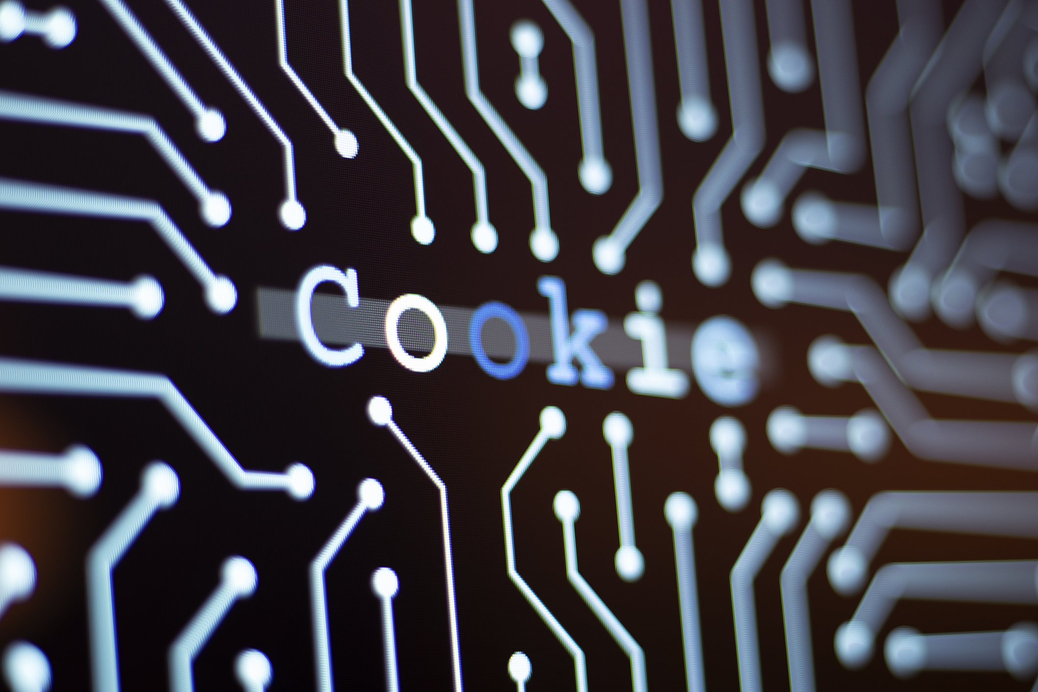 Technology Background and Circuit Board With Cookie Message.