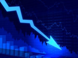 Abstract finance diagram, recession. 3d render